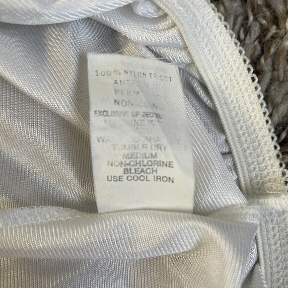 Vintage Half Slip Skirt Size Large White Ivory Solid Satin Nylon Side Slit - Picture 12 of 15